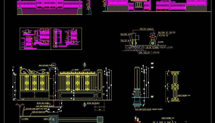 86.Gate and Fence DWG With Detailing For Free Download