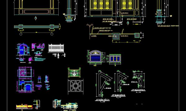 87.Gate and Fence DWG With Detailing For Free Download