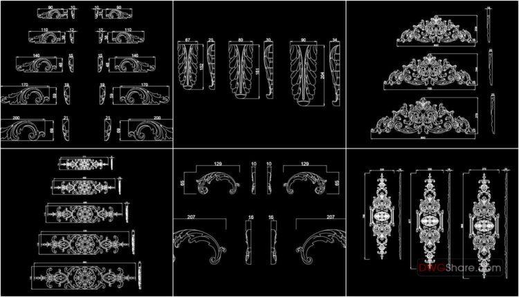Appliques and onlays Cad Blocks Free Download