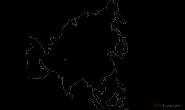 Asian Continent Map AutoCAD File Download