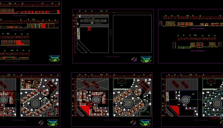 Bungalo Hotel Layout Plan and Elevation Autocad File DWG
