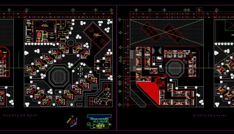 Bungalo Hotel Layout Plan and Elevation Autocad File DWG