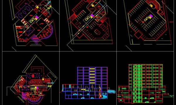 Business Hotel Plan and Elevation Details Autocad File DWG