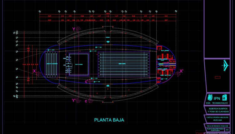 Detailed Olympic Swimming Pool Project Autocad drawings