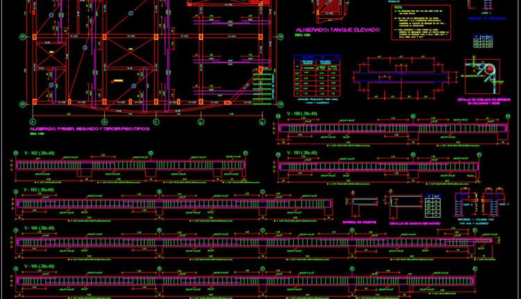 Foundations, staircase and beams details free dwg (2)