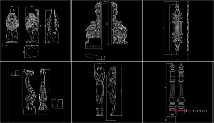 Newel Decor Sets Cad Blocks Free Download