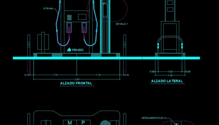 Petrol Pump Details free AutoCAD drawings