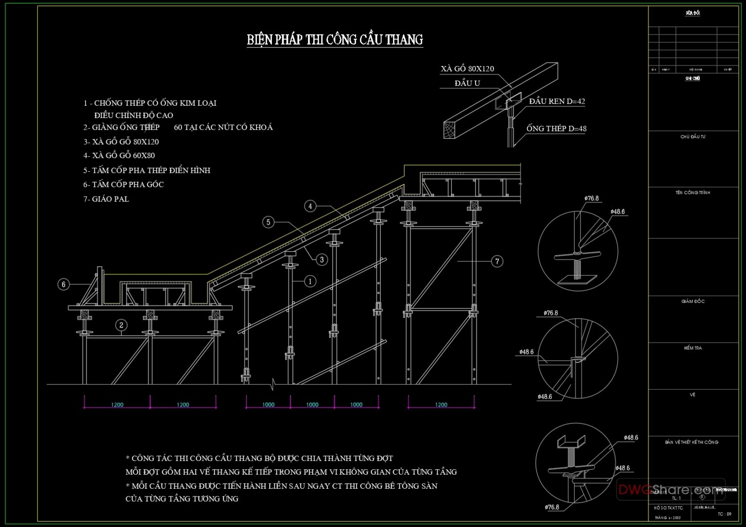 Stair Construction Method Statement AutoCAD Drawing