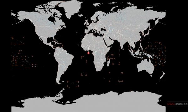 World Political Map Autocad Drawing