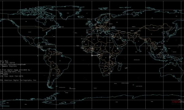 Worldmap 2D Map AutoCAD File Download