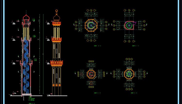 15.Mosque Layout Plan and Elevation Details  AutoCAD File Free Download