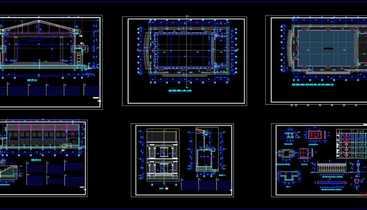 24.Multitasking Hall Planner Layout and Elevation Details  AutoCAD File Download