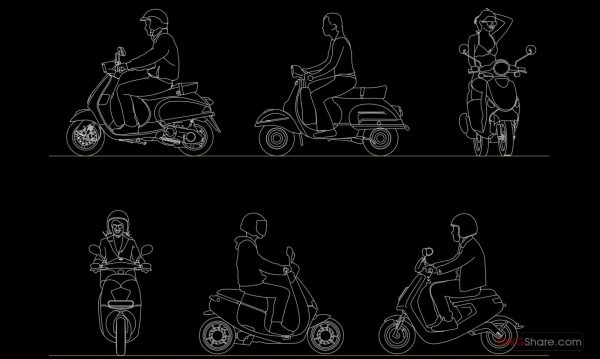 38.Scooter Driver free AutoCAD drawings