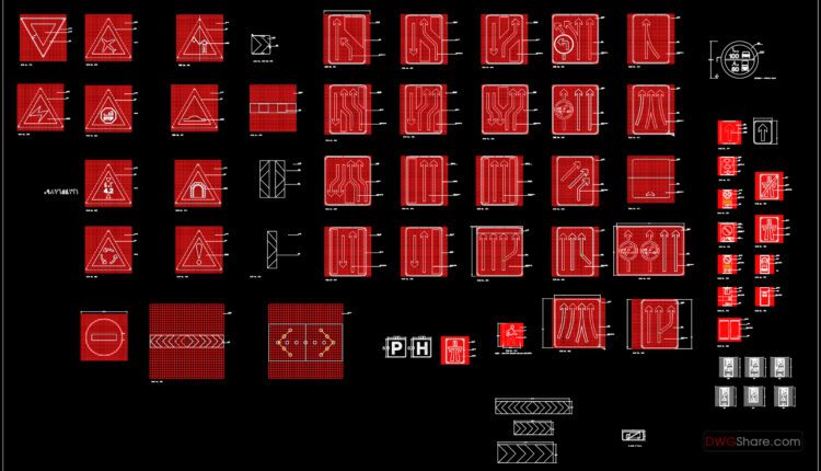 47.Road Traffic Signs Blocks Autocad File DWG (1)
