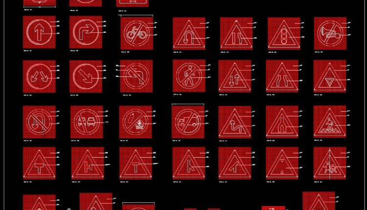 47.Road Traffic Signs Blocks Autocad File DWG (2)