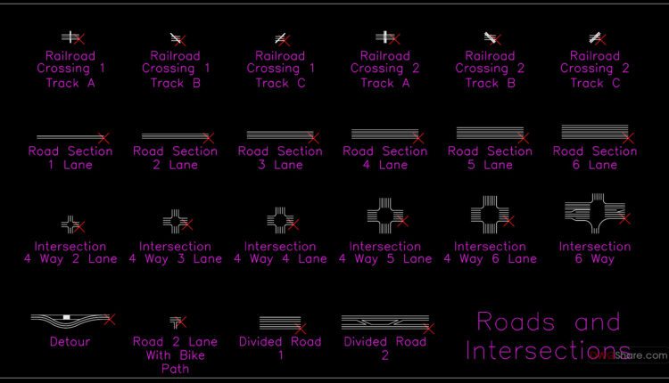48.Cad File of Roads and Intersections Details For Free Download