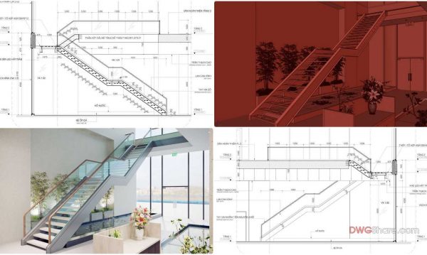 51.Detailed drawings of stairs in autocad file