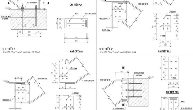 51.Detailed drawings of stairs in autocad file