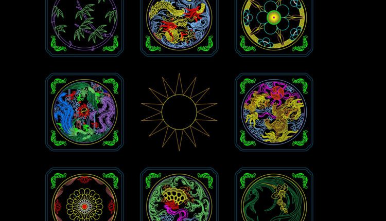 56.Asian Traditional Pattern AutoCAD Blocks Free Download