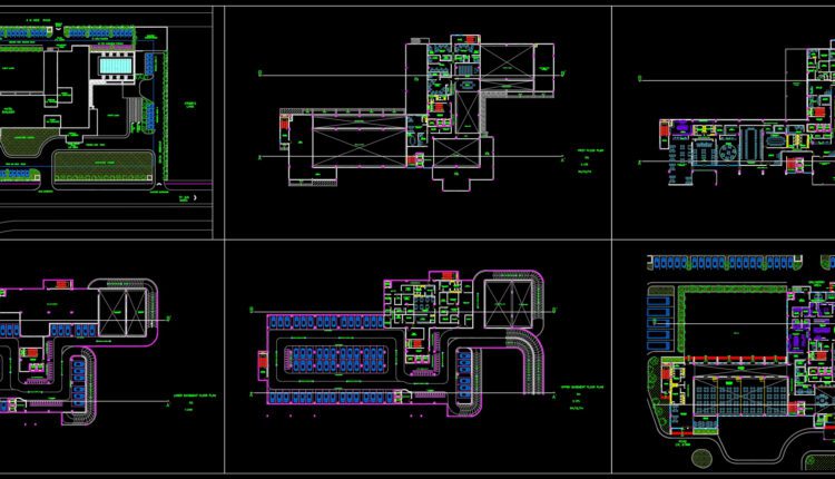 7 Floors 5 stars Hotel Elevations and Layout Plan AutoCAD File DWG.