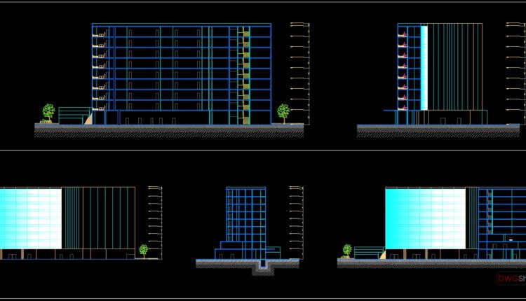 9 Floors 5 Stars Hotel Elevations And Layout Plan AutoCAD File DWG (1)