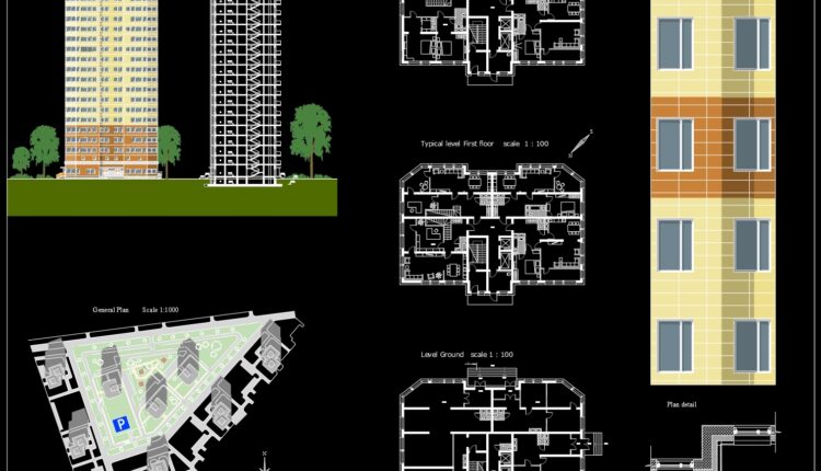 Apartment Layout Plan and Elevation Details AutoCAD File