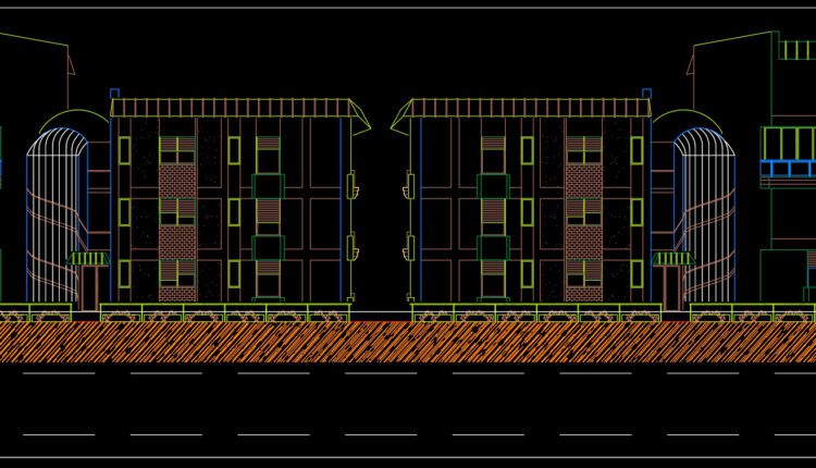 Apartment building Facades AutoCAD File Free Download