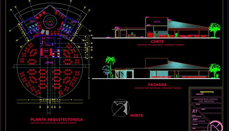 Coffee Bar and Gymnasium Layout Plan AutoCAD File DWG
