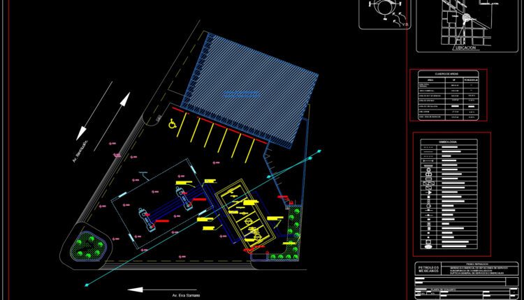 Executive project complete gas station pemex AutoCAD File DWG