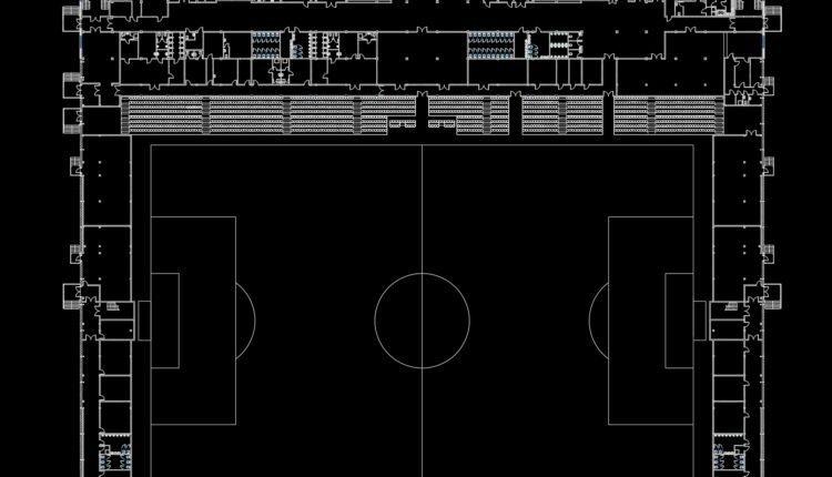 Football Stadium Layout Plan free AutoCAD drawings