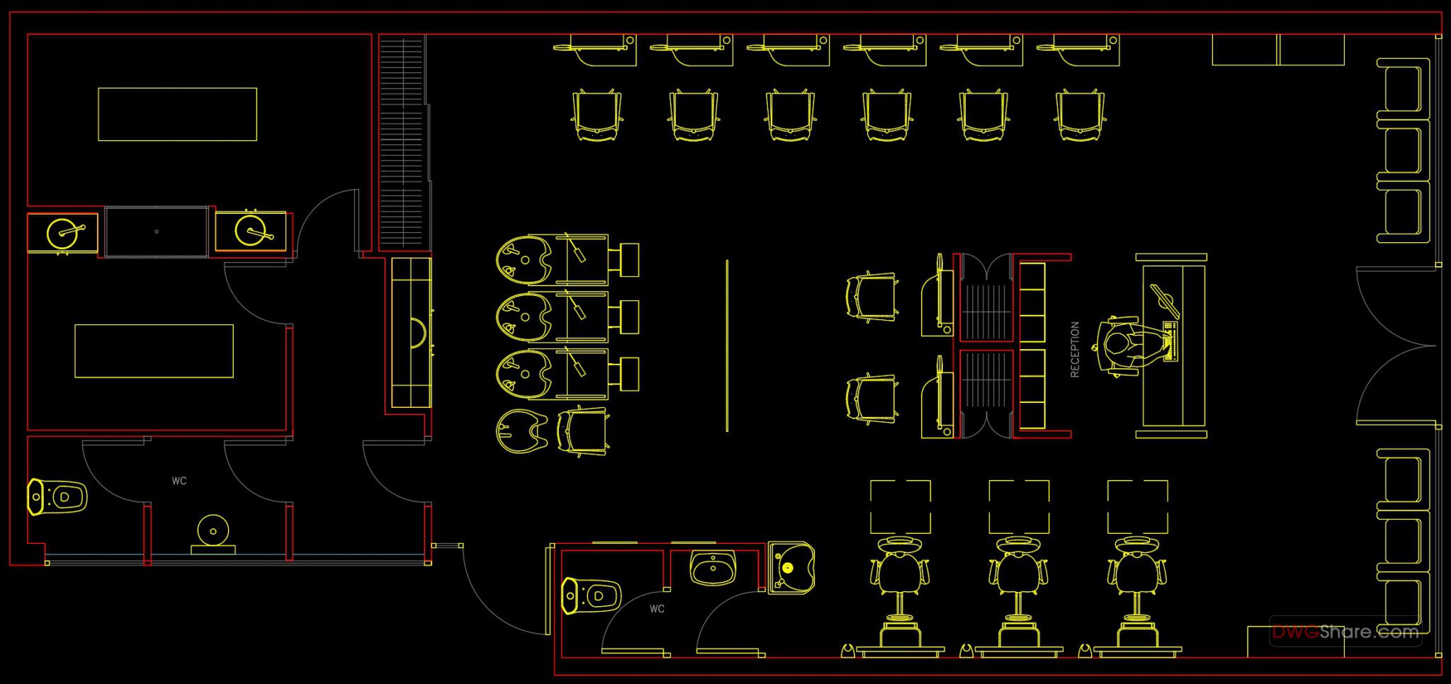 Hairdressing salon free Autocad File DWG