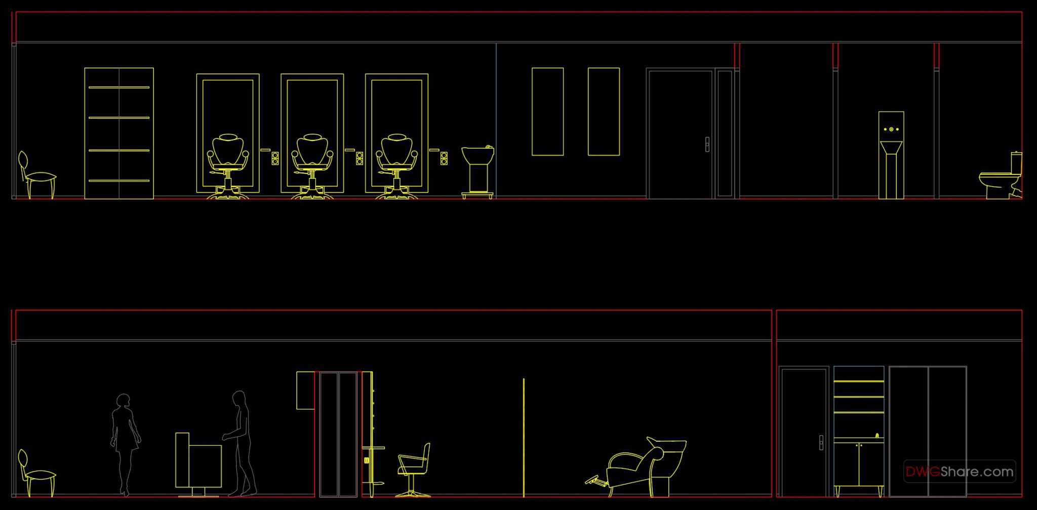 Hairdressing salon free Autocad File DWG