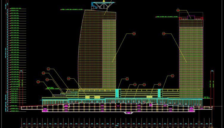 High-Rise Buiding Elevation AutoCAD File Free Download