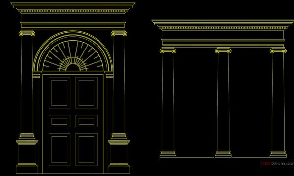 Historical Doors Columns Details AutoCAD File Free Download