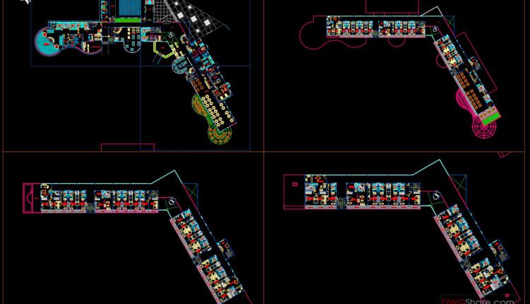 Hotel de 4 estrellas Design Plan AutoCAD File DWG