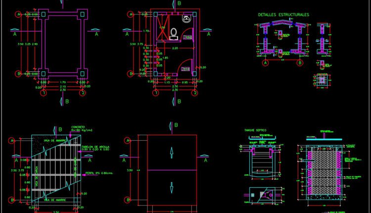 House Of Monitoring Plan and Elevation Details AutoCAD File Free Download (2)