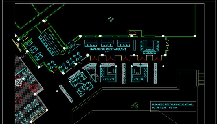 Jananese Restaurant Plan AutoCAD File DWG