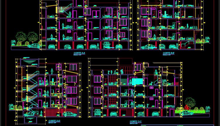 Luxurious Apartments Architecture Plan and Elevations Autocad file free download