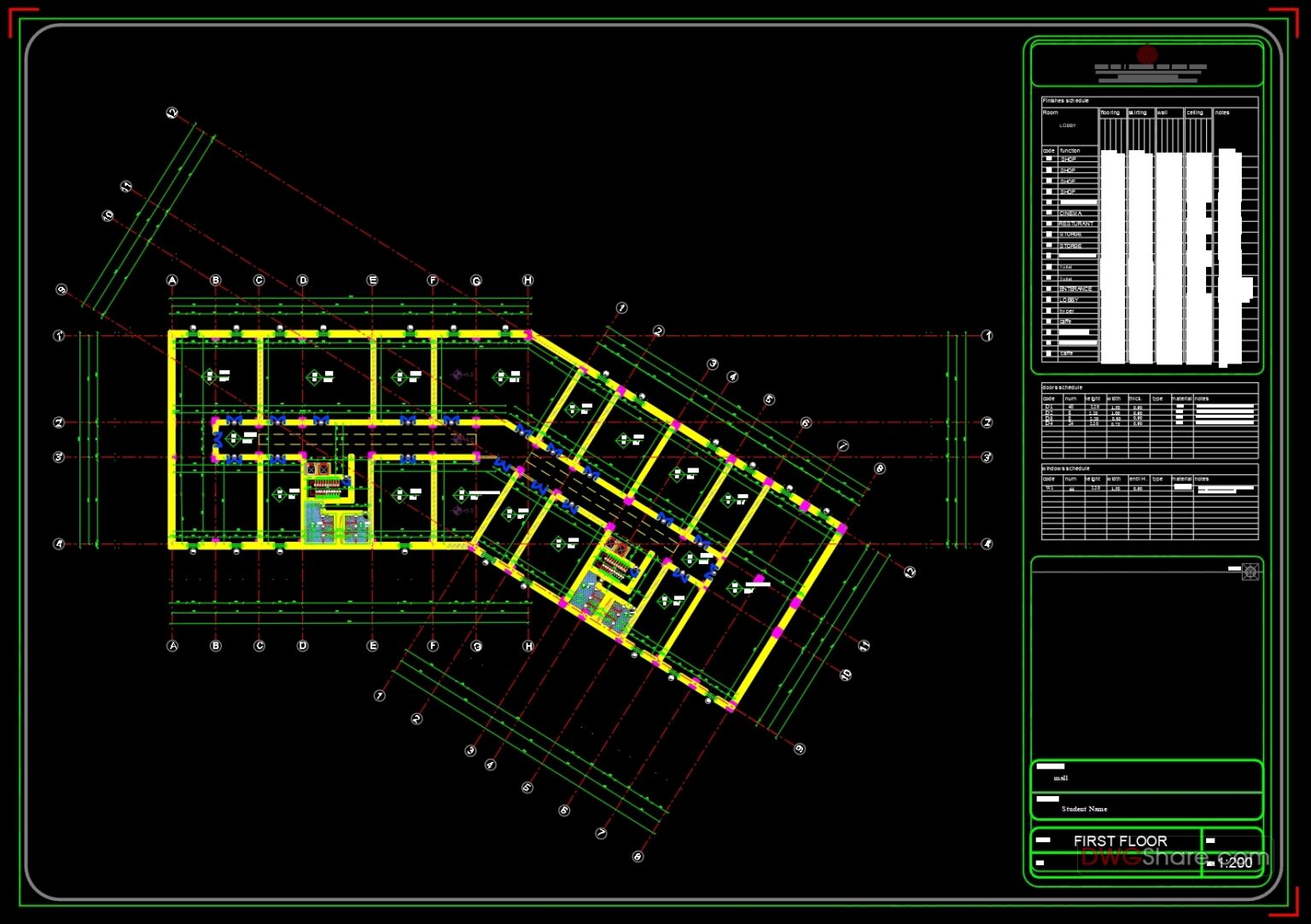 Mall Project Layout Plan details AutoCAD File DWG