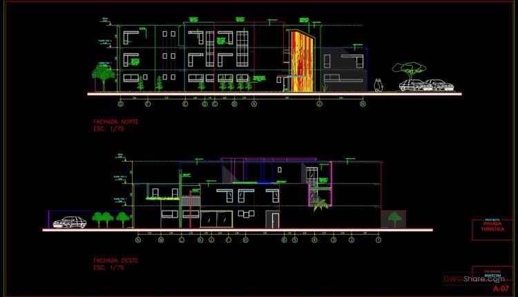 Museum Plans and Elevations Project AutoCAD File Free Download