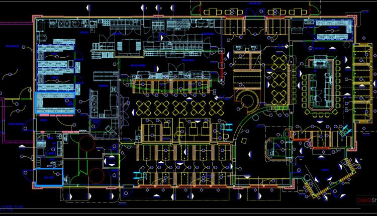Pizzahut Restaurant Layout Plan free AutoCAD File DWG