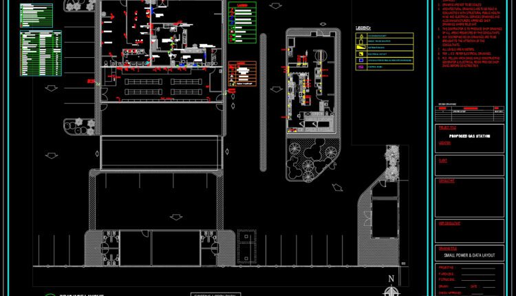 Proposed gas station Details AutoCAD File DWG