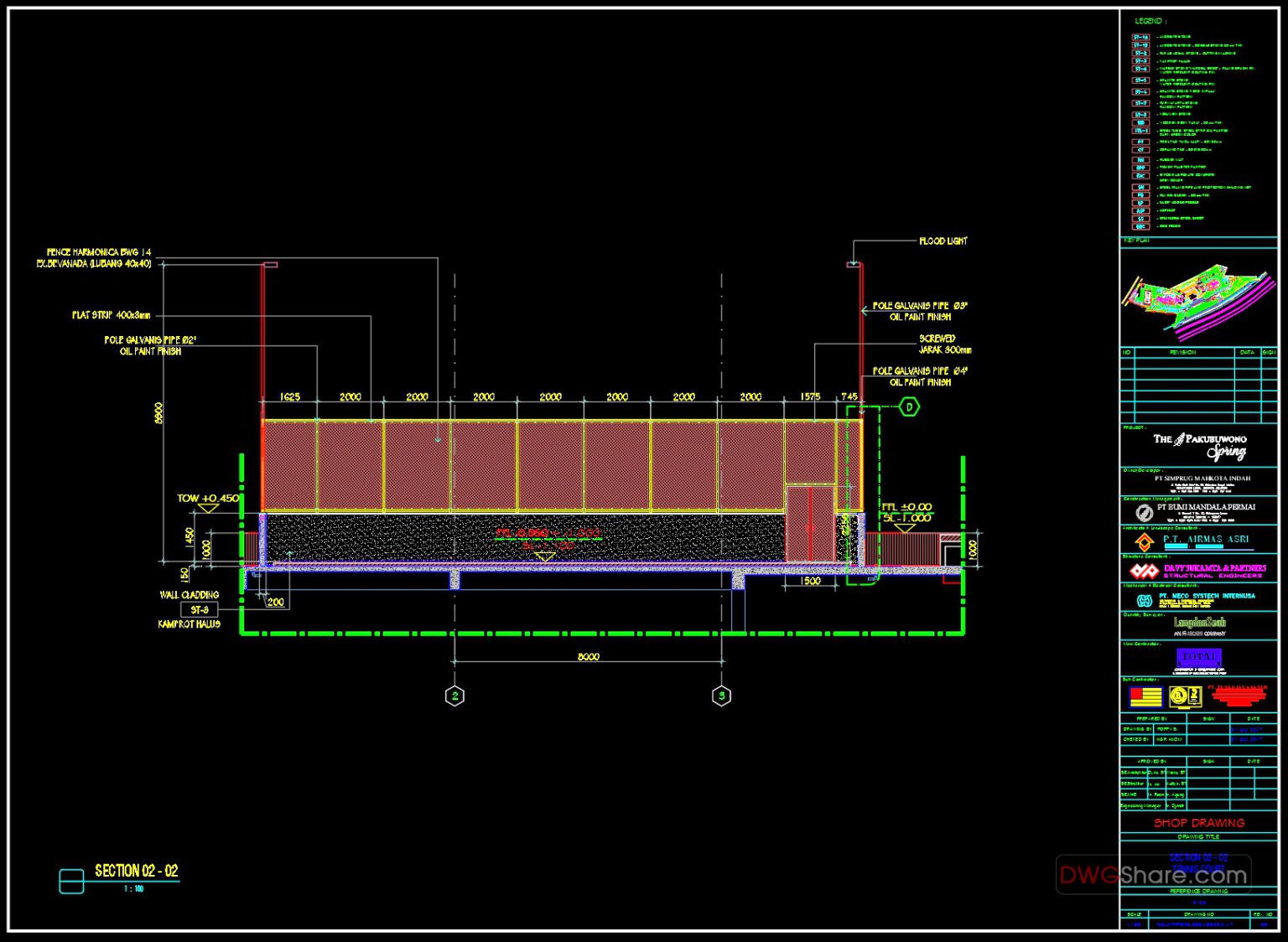 Tennis Court Layout Plan and Sections Details Autocad