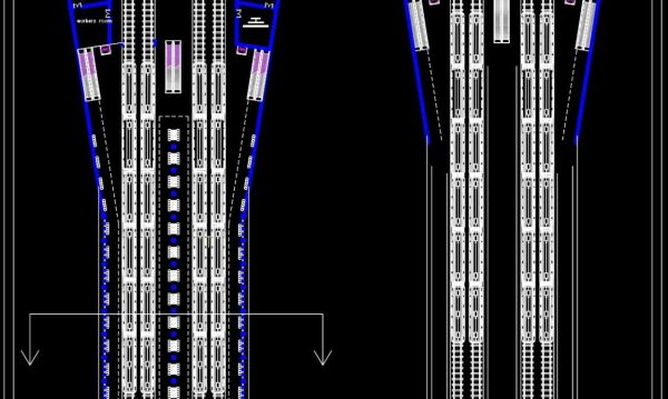 Train Station Plan and Section Free Drawing