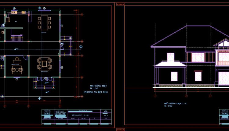 Villa Tulip Layout Plan and Elevation AutoCAD File Free Download