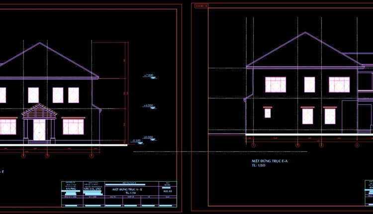 Villa Tulip Layout Plan and Elevation AutoCAD File Free Download