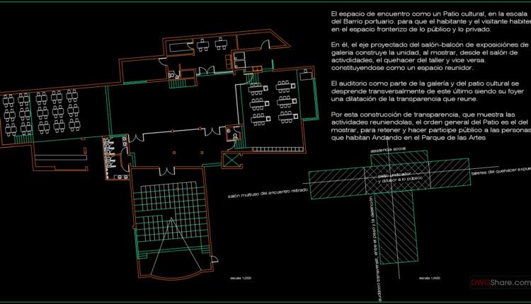 30.Galería corredor-ventana y Patio Cultural AutoCAD File Download (2)