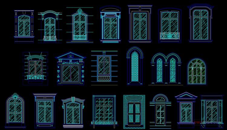 318. Autocad wood – glass doors free download