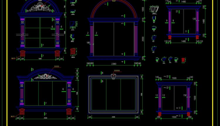 320. Autocad wood – glass doors free download