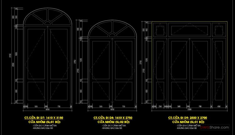 326.Free cad blocks Detail doors DWG download